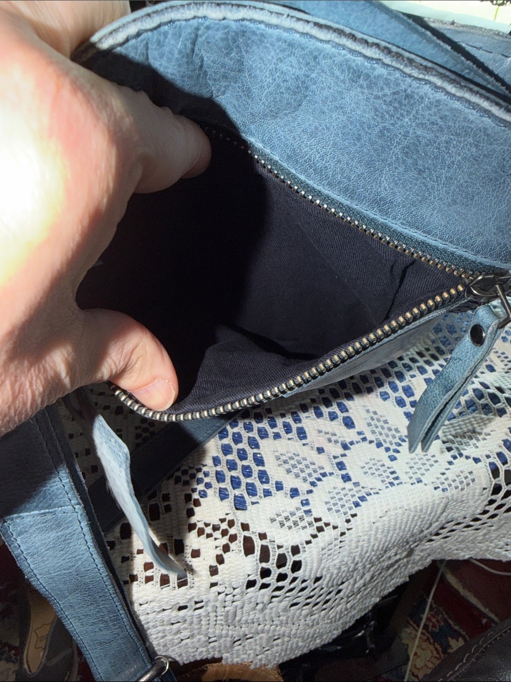 Latico Brynn Denim  Blue Leather Crossbody Bag - Picture 11 of 13